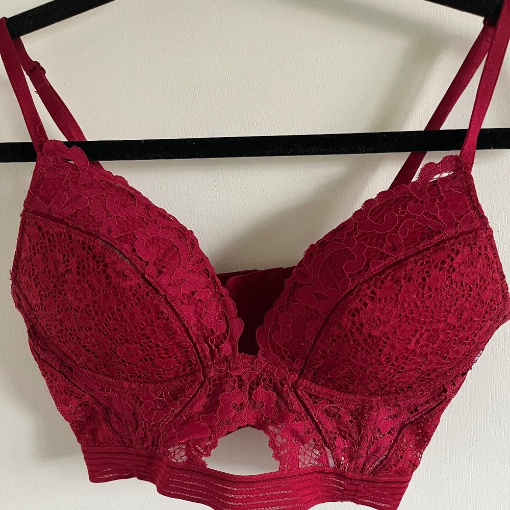 Red lace bralette